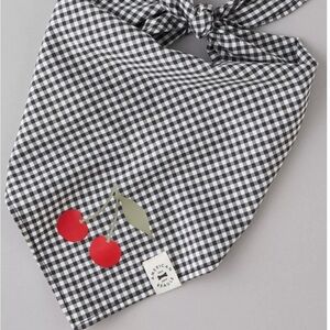 Cherry Gingham Dog Bandana AEO Black and White Check Kitschy Cute